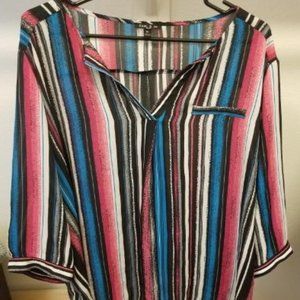 Sami & Jo Plus 3X Multi Color Striped Blouse